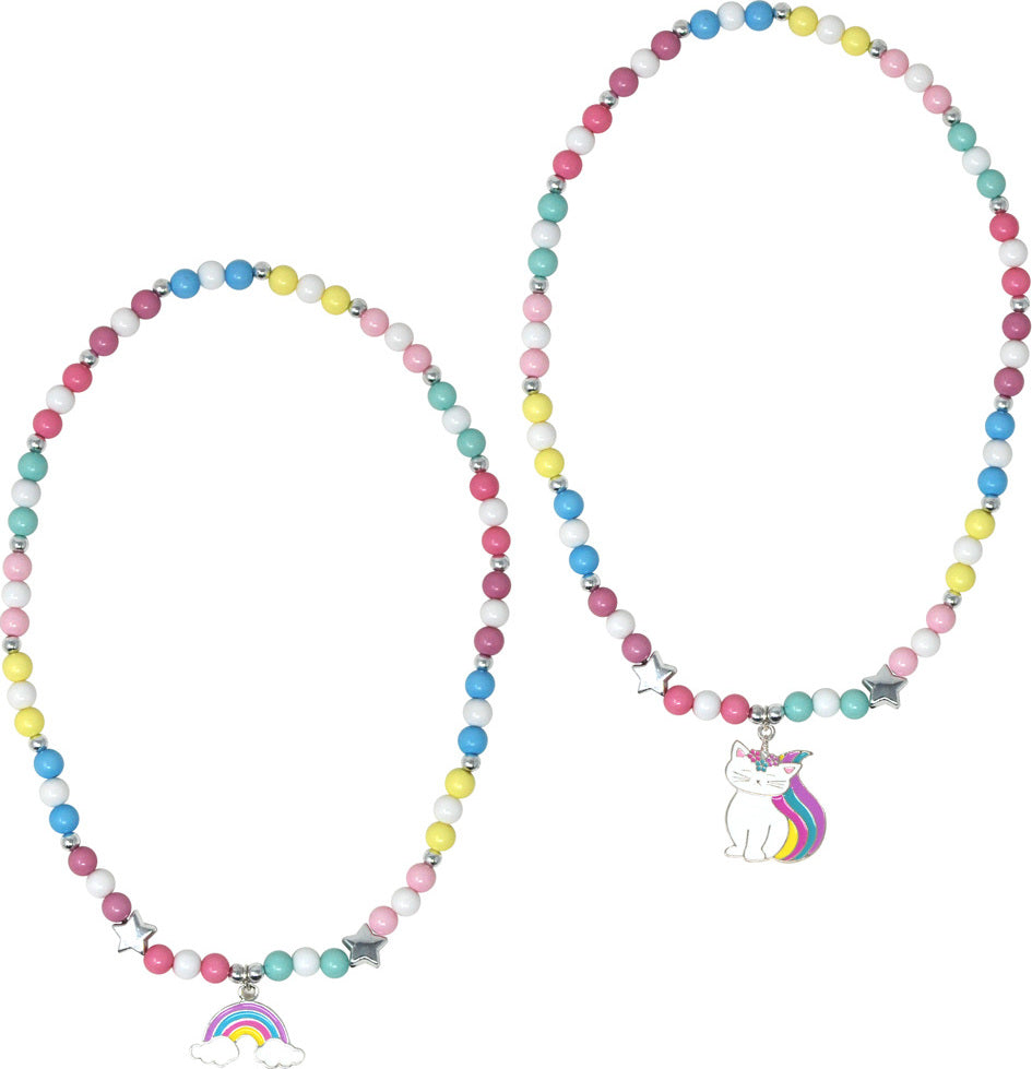 Rainbow caticorn beaded necklace