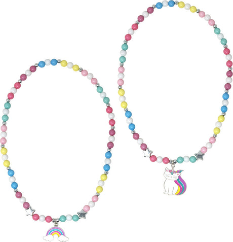 Rainbow caticorn beaded necklace