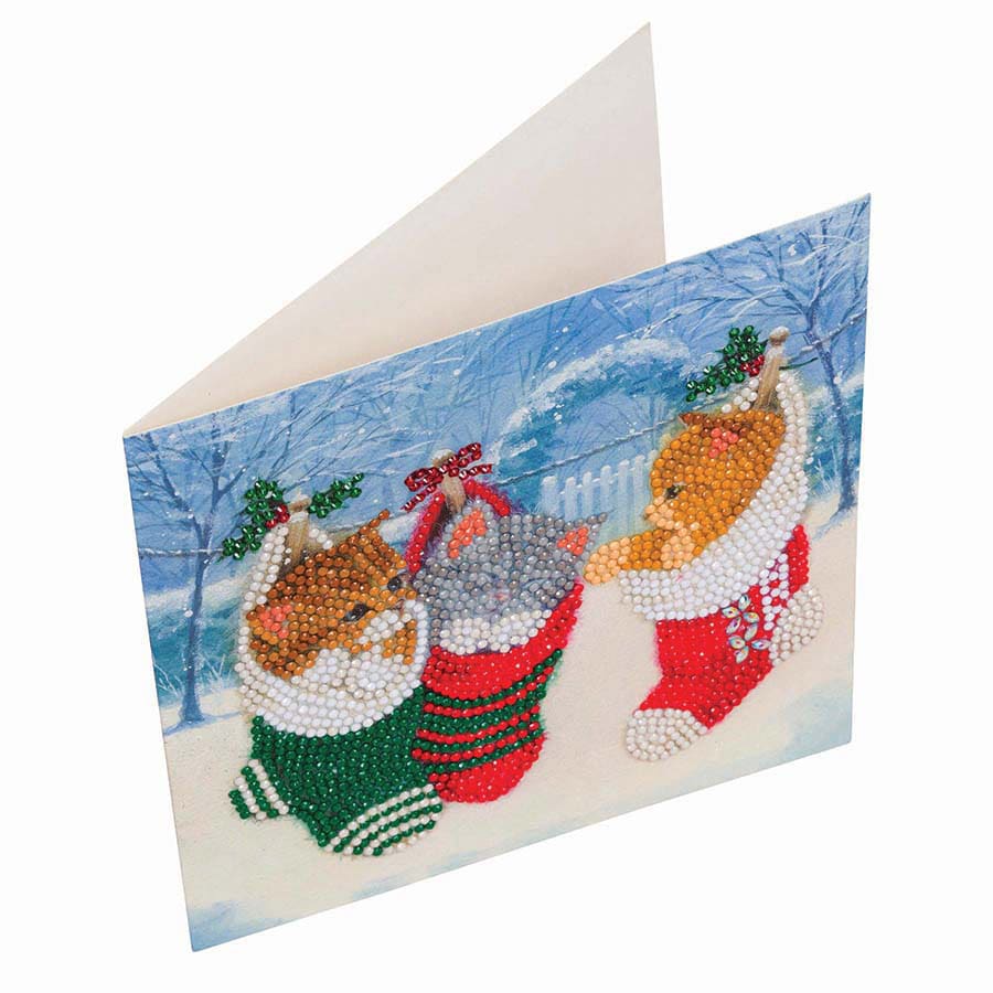 Crystal Art Card Kit Christmas Kittens