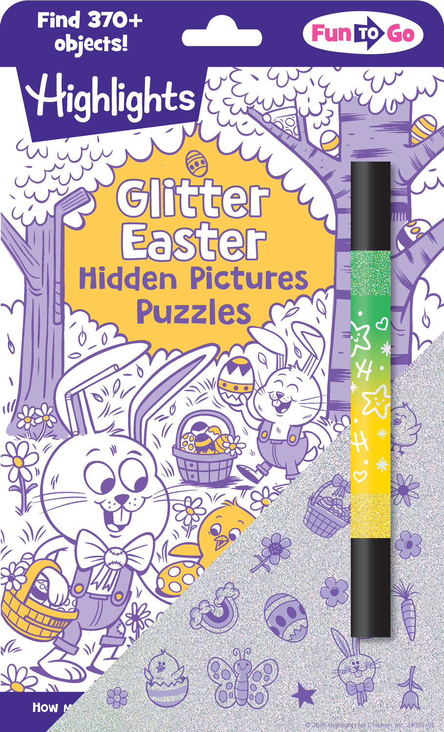 Glitter Easter Hidden Pictures Puzzles: Over 370 Hidden Objects in Festive Easter Puzzle Book Featuring Bunnies, Eggs and Flowers, Easter Gift for Kids 6-9