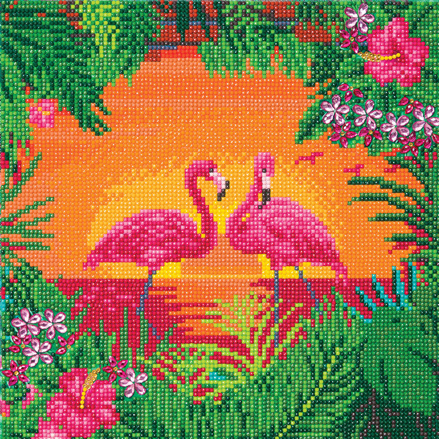 Crystal Art Kit Fancy Flamingos