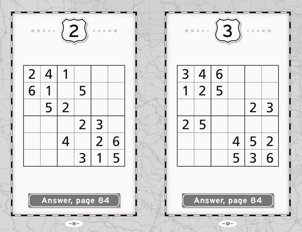 Sudoku Puzzles for a Road Trip