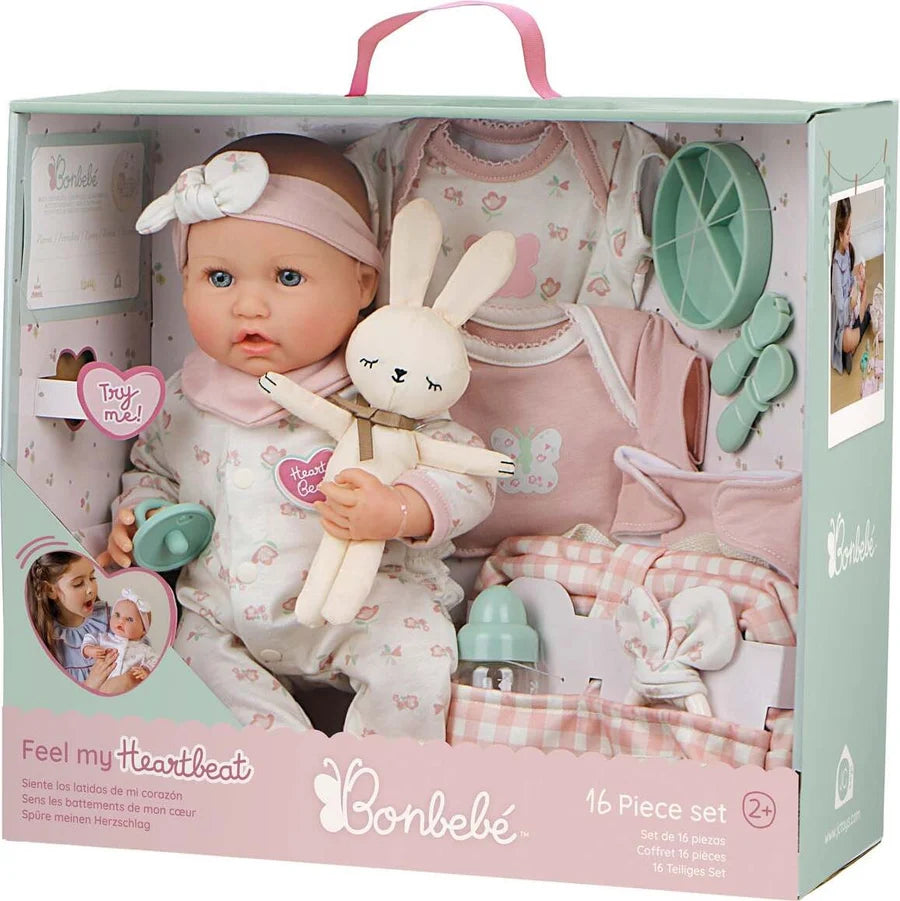 Bonbebe Deluxe 16 piece Bundle Set with Heartbeat Baby Doll