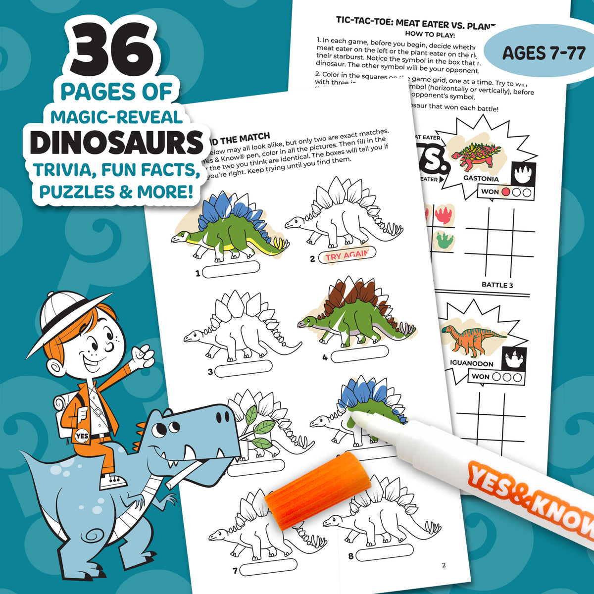 The Original Yes and Know Invisible Ink Trivia Game Books: Dinosaur Explorers