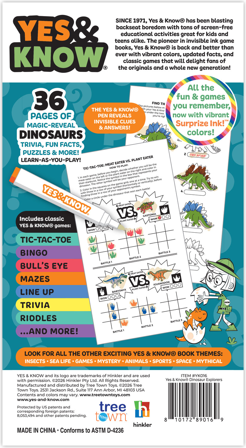 The Original Yes and Know Invisible Ink Trivia Game Books: Dinosaur Explorers