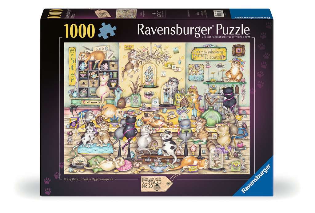 1000 pc Crazy Cats ... Easter Eggstravaganza Linda Jane Smith Vintage no. 20