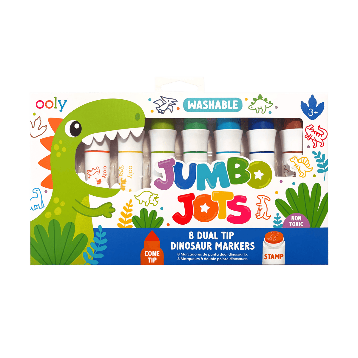 Jumbo Jots Dual Tip Cone and Stamp Markers Dinosaur set of 8