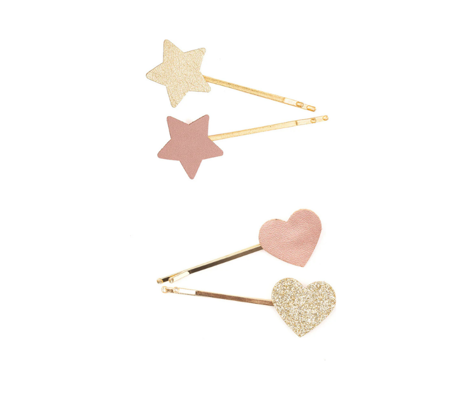 Boutique Matte Star Bobby Hair Clips 2 pc Assorted