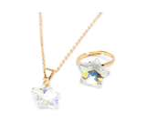 Boutique Holographic Star Necklace with either Clip on Earrings or Ring 2 piece Set