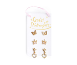 Boutique Royal Crown Studded Earrings 3 Sets