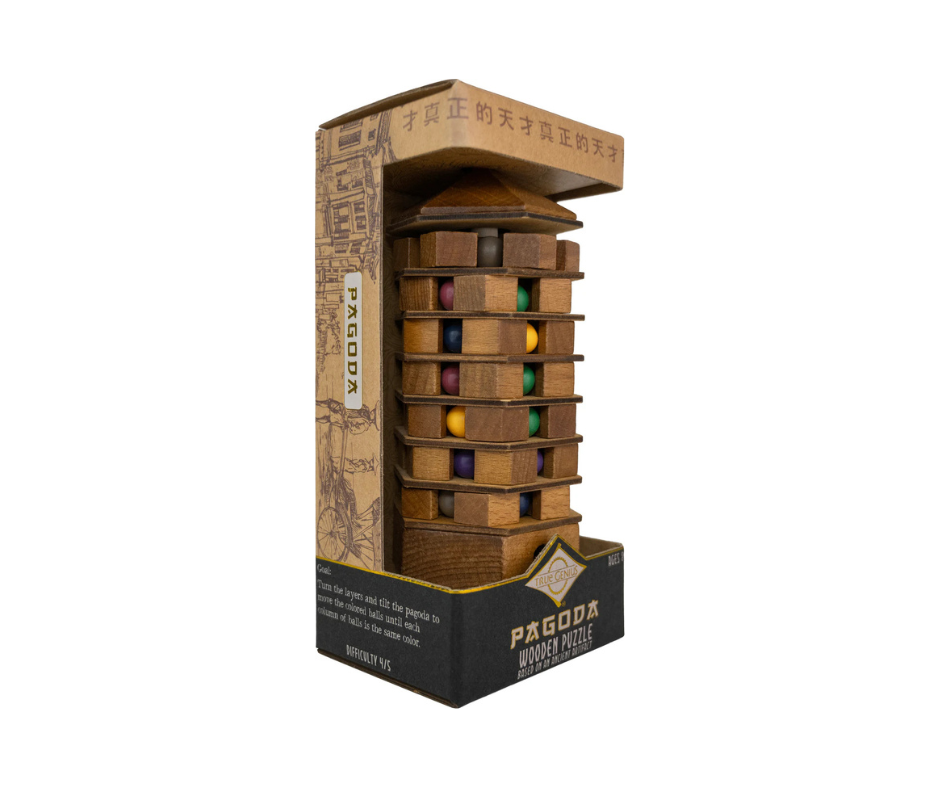 Chinese Pagoda Wooden Brainteaser Puzzle