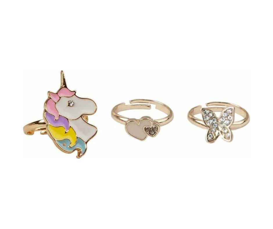 Boutique Butterfly & Unicorn Ring Set 3 pieces
