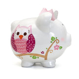Pink Dotted Owl Piggy Bank