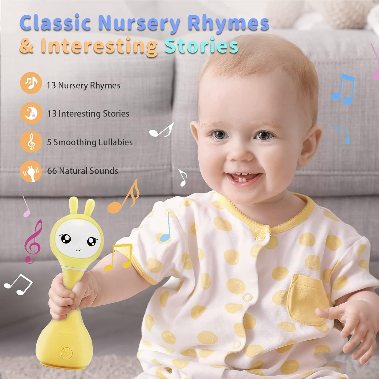 Smarty Bunny Rattle Yellow