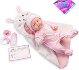 La Newborn 15.5"Baby Doll in Bunny Themed Bunting
