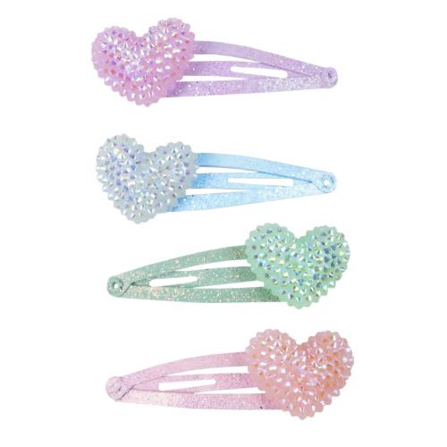 Sparkle Heart Bobble Hair Clips - Four Pieces