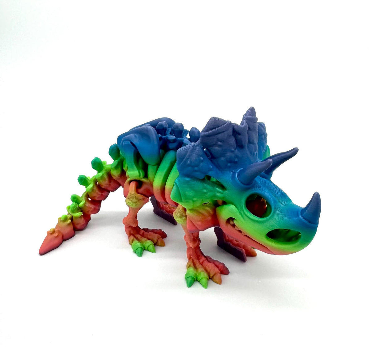 Bippits 3D Printed Triceratops Skelton Rainbow