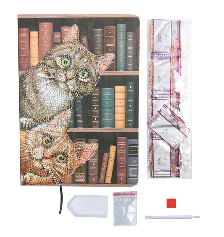 Crystal Art Notebook Kit Cats in the Library