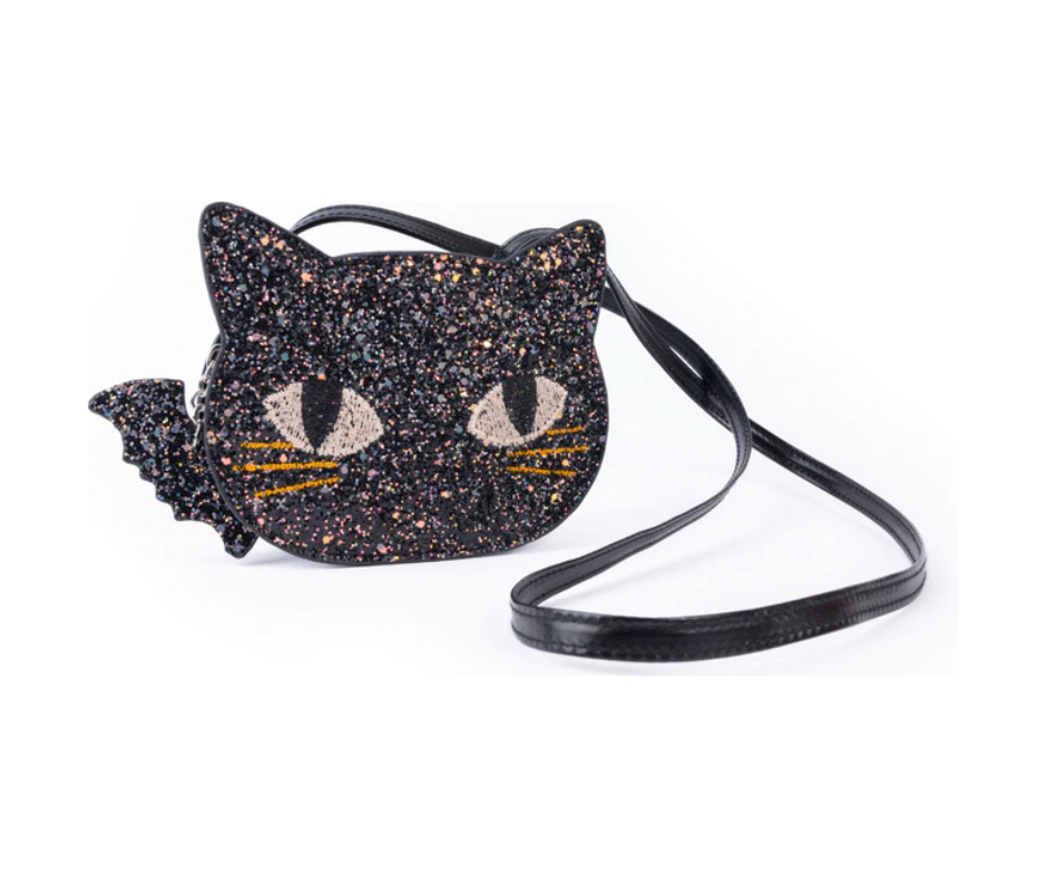 Cat's Meow Black Chunky Glitter Kitty Purse