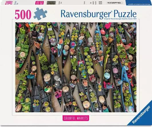 500 pc Floating Market, Indonesia Color Ful Markets