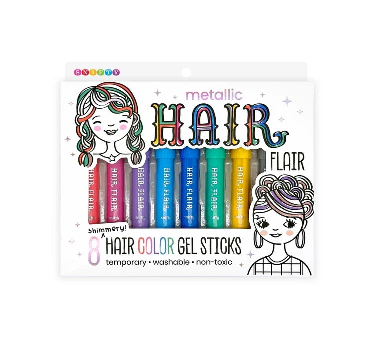 Metallic Hair Flair 8 Hair Shimmery Color Gel Sticks