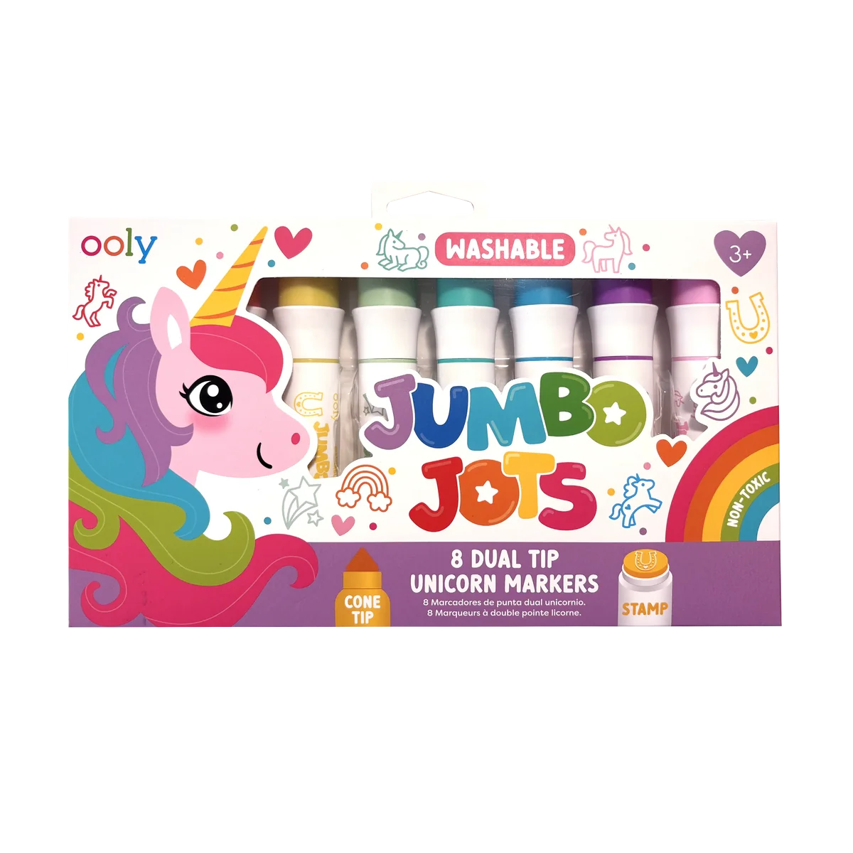 Jumbo Jots Dual Tip Cone and Stamp Markers Unicorn set of 8