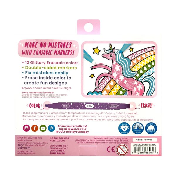 Make No Mistake! Sparkle Glittery Erasable Markers