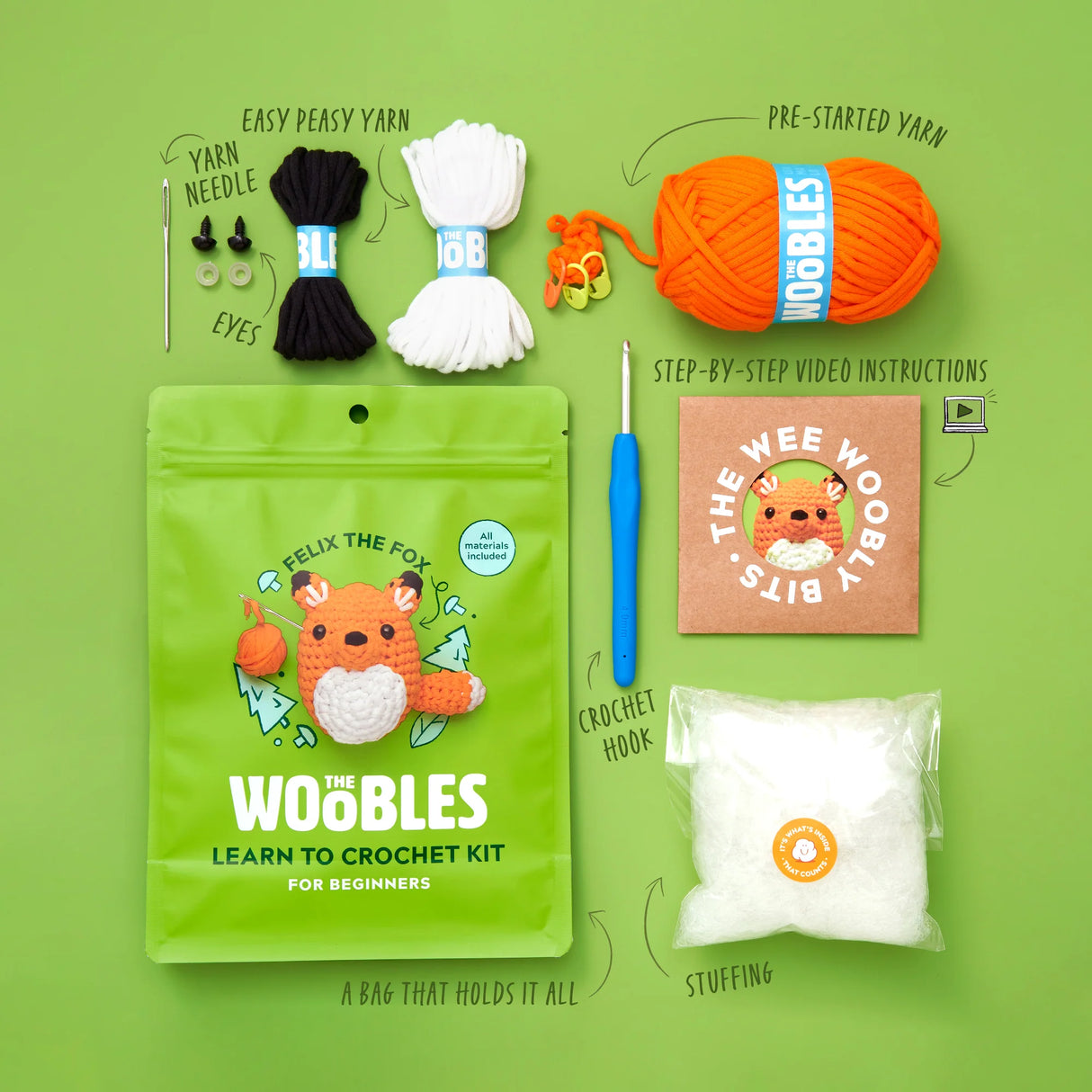 Woobles Felix the Fox Beginner Crochet Kit