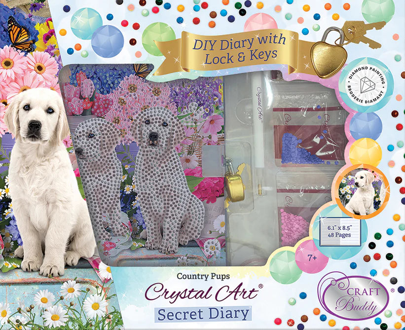 Crystal Art Secret Diary Kit County Pups