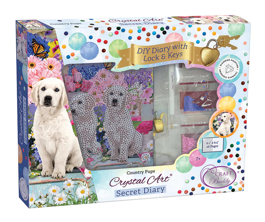 Crystal Art Secret Diary Kit County Pups