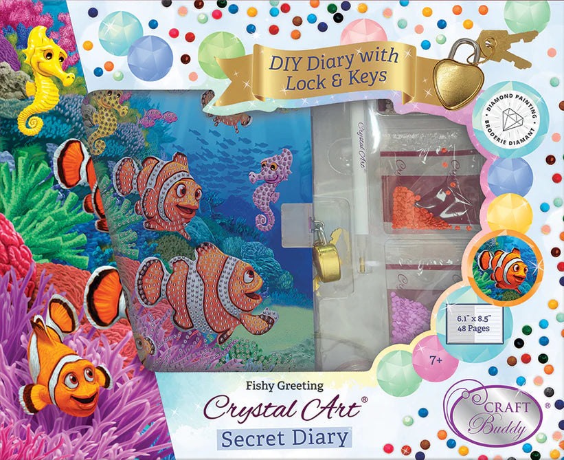 Crystal Art Secret Diary Kit Fishy Greeting