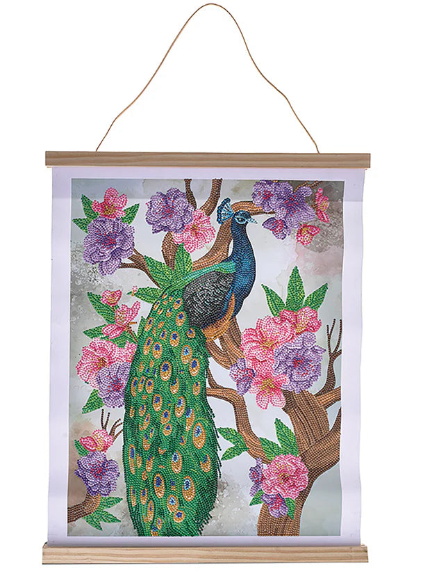 Crystal Art Scroll Kit Peacock Peony