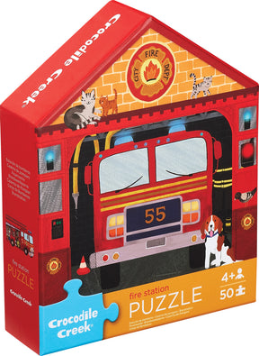 50 Pc Flat House Puzzle - Fire House