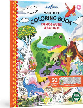 Dinosaurs Abound (fold-out coloring book with stickers)