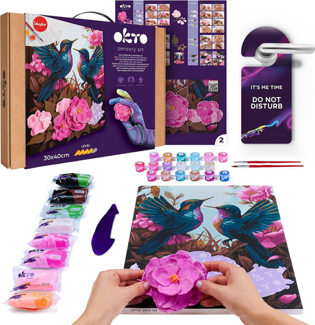 OKTO Air-Dry Clay 3D Painting Kit - Kit Hummingbirds (11.8 x 15.7 in)