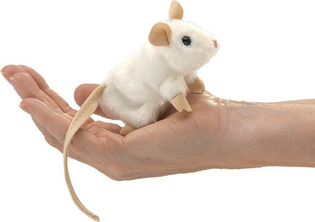 Mini White Mouse Finger Puppet