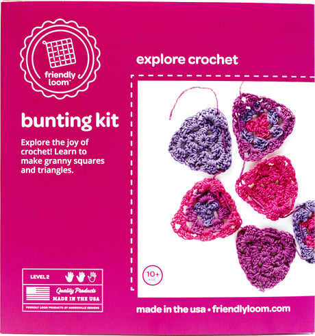Friendly Loom - Crochet Bunting Kit - Berry Colors
