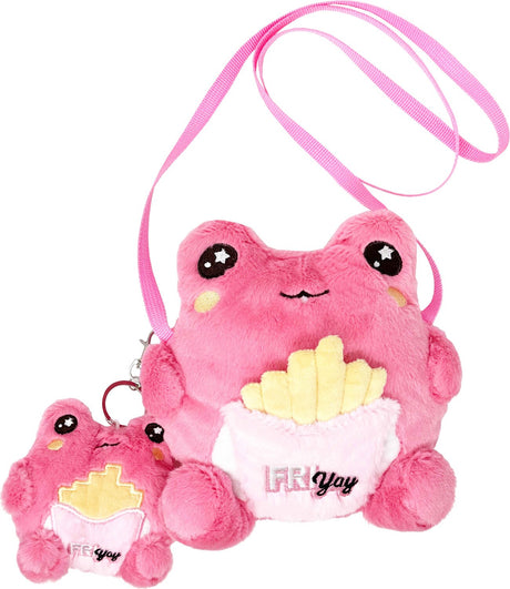 Fuzzy Crossbody Bag & Matching Keychain, Frog