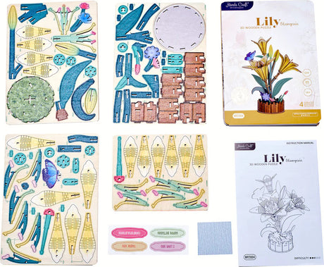 3D Flower Puzzle Lily Bloom Set