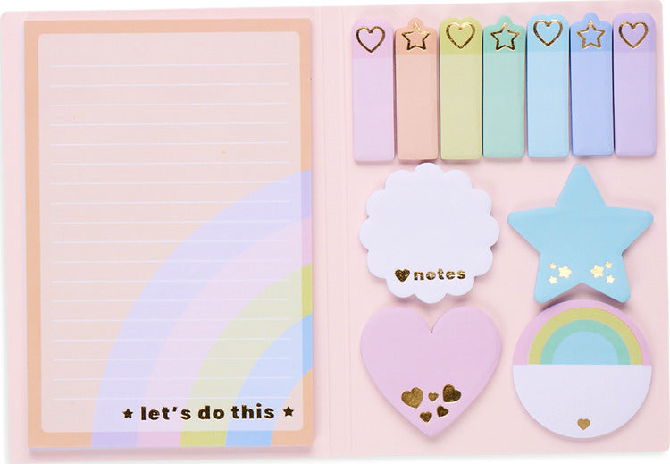 Notepad With Side Note Side Notes Sticky Tab Note Pad - Pastel Rainbows - Toy Box Michigan