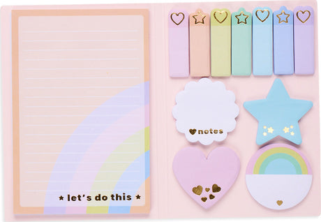 Side Notes Sticky Tab Note Pad - Pastel Rainbows