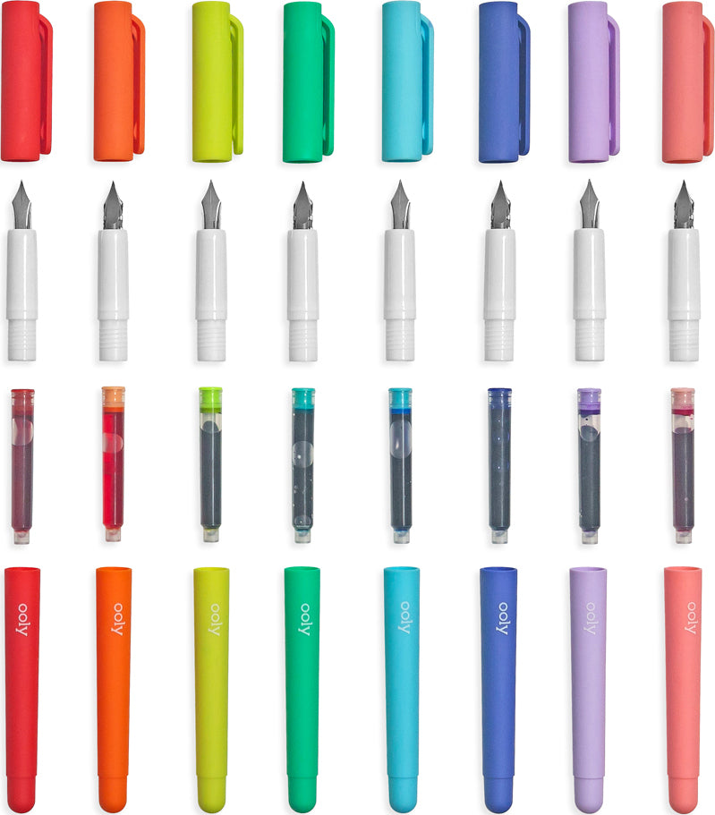 Color Pen Writing Color Write Fountain Pens 8pk - Toy Box Michigan