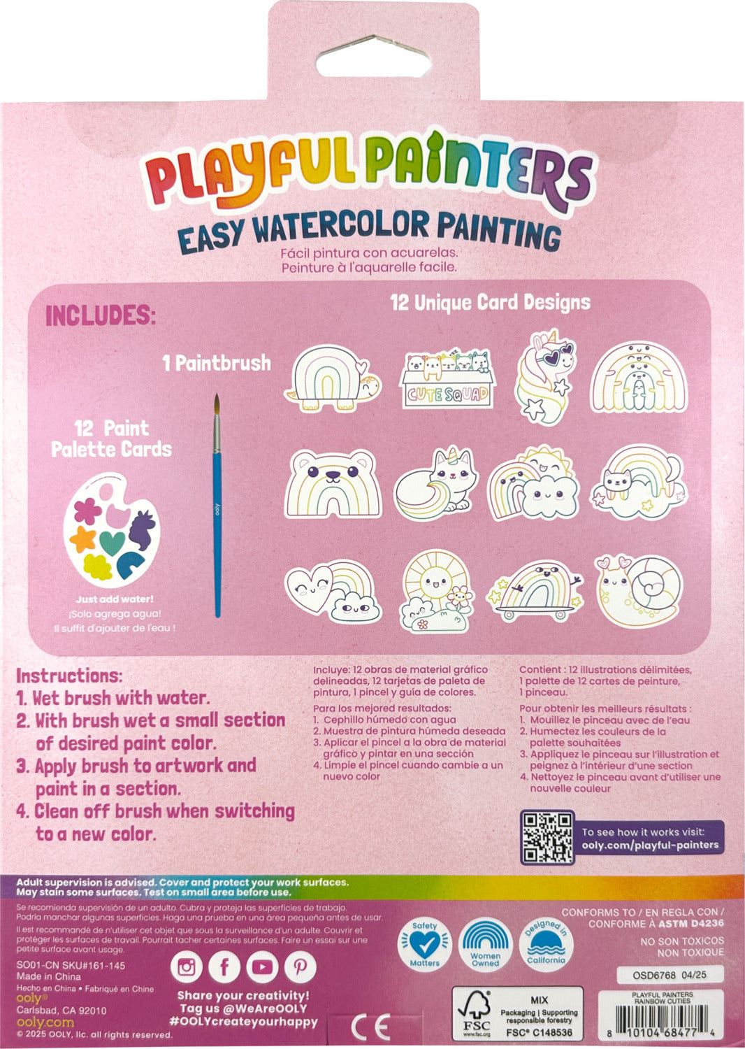 Playful Painters Easy Watercolor Painting Kit - Rainbow Cuties