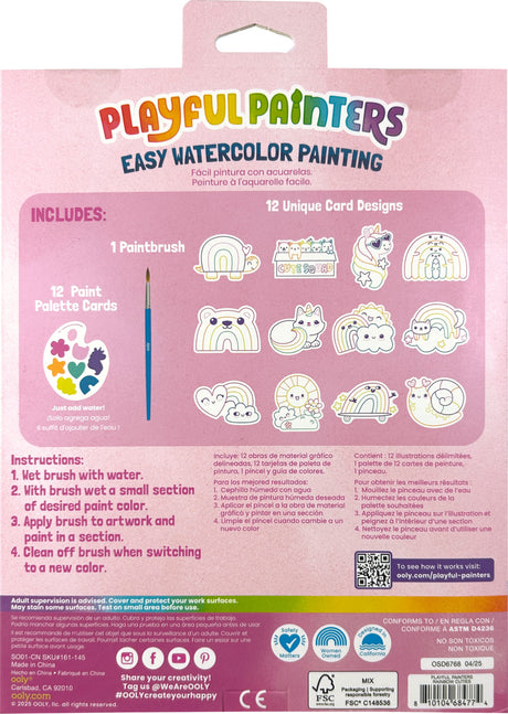 Playful Painters Easy Watercolor Painting Kit - Rainbow Cuties