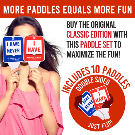 Never Have I Ever Card Game Paddles, Maximize the Fun of Playing Cards, 10 Physical "I Have" and "I Have Never" Paddles, Portable Adult Games for Game Nights, Vacations, Family Gatherings, Ages 17+