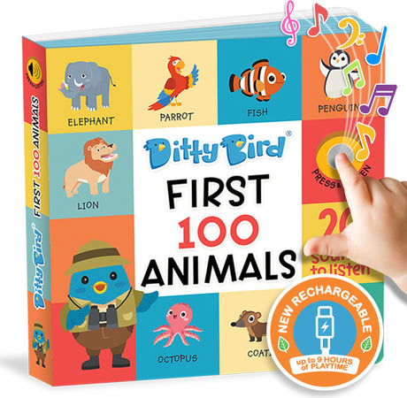 Ditty Bird | First 100 Animals Interactive Sound Book for toddlers 1- 3 | speech therapy | Learning books for 1 year old