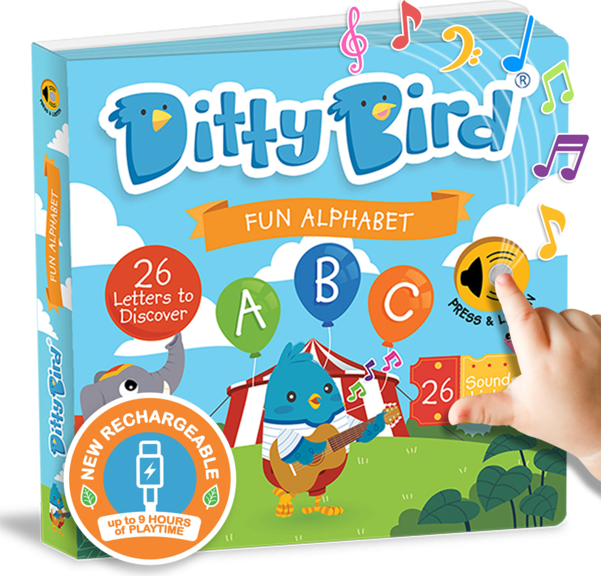 Ditty Bird | ABC Fun Alphabet Interactive Sound Book for toddlers 1- 3 | Musical books for preschoolers | Early learning toy