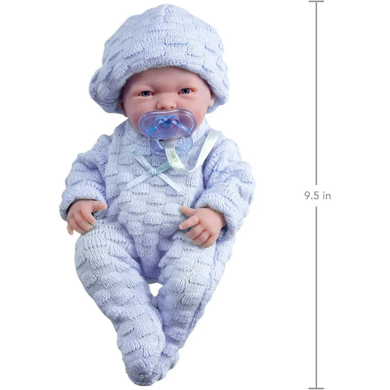 Mini La Newborn 9.5" Baby Doll in Blue Knit Onesies