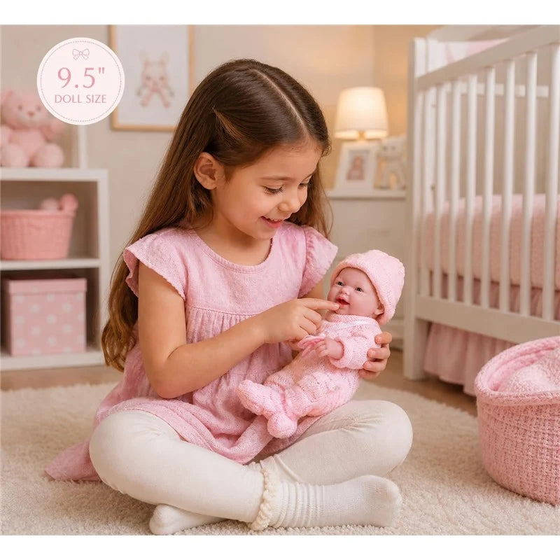 Mini La Newborn 9.5" Baby Doll in Pink Knit Onesies