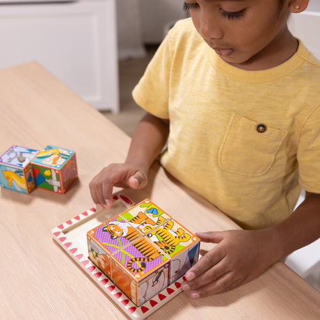 2 in 1 Wooden Cube Puzzle - Animals